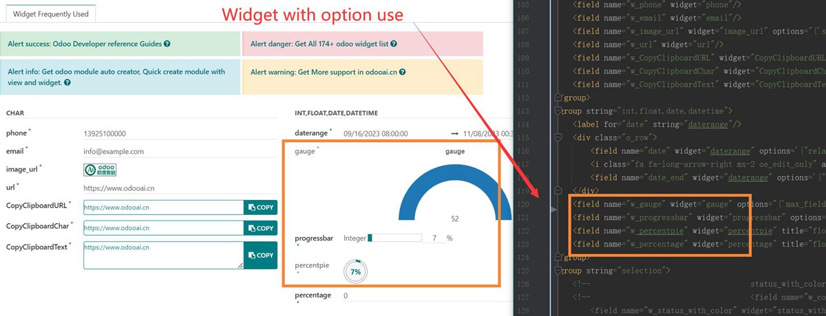 Odoo Module Template. App sample with widget.