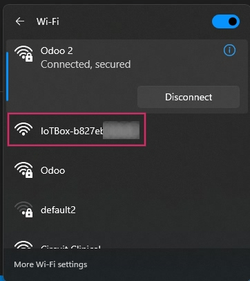 WiFi networks available on the computer.