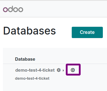 The database manager page with an upgrade button next to the name of a database.