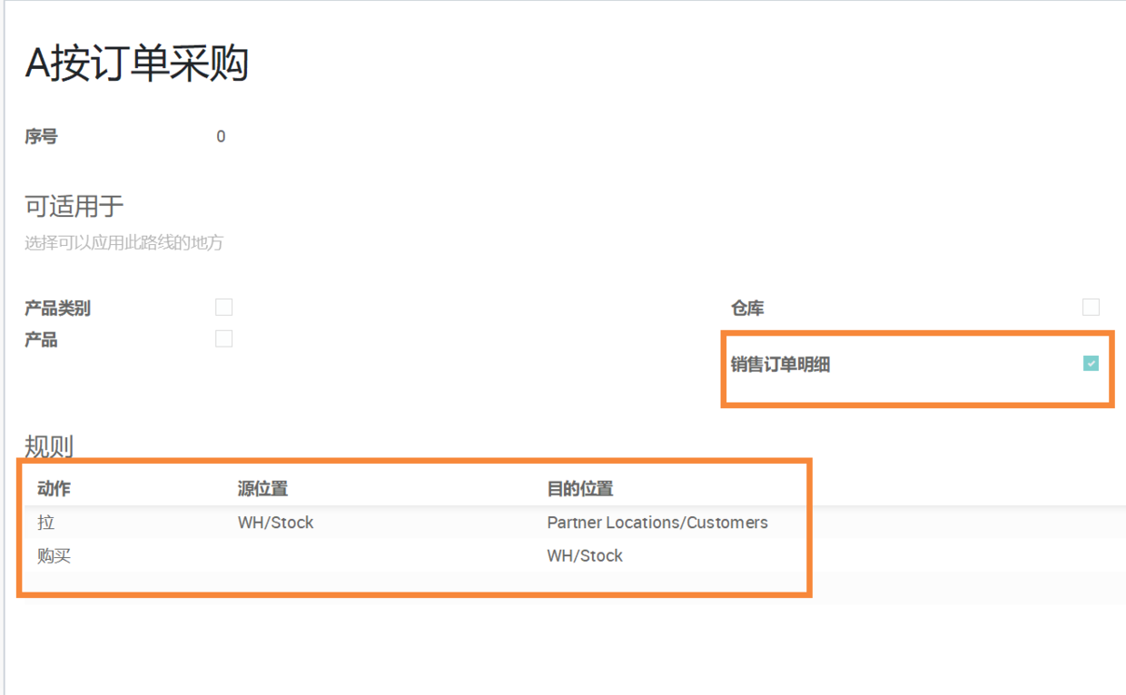odoo 12供应链，直接指定按单采购或按单制造或库存补货或自动选择补货（高级库存路线）