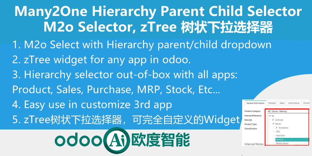 App zTree widget, Many2One Hierarchy Parent tree in m2o select
