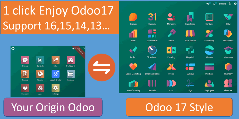 odoo17 Theme, Suit for Windows11 UI base.Odoo17主题自由切换