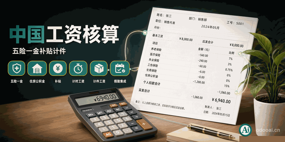 China Payroll.中国HR薪酬管理工资单,五险一金计时计件工资
