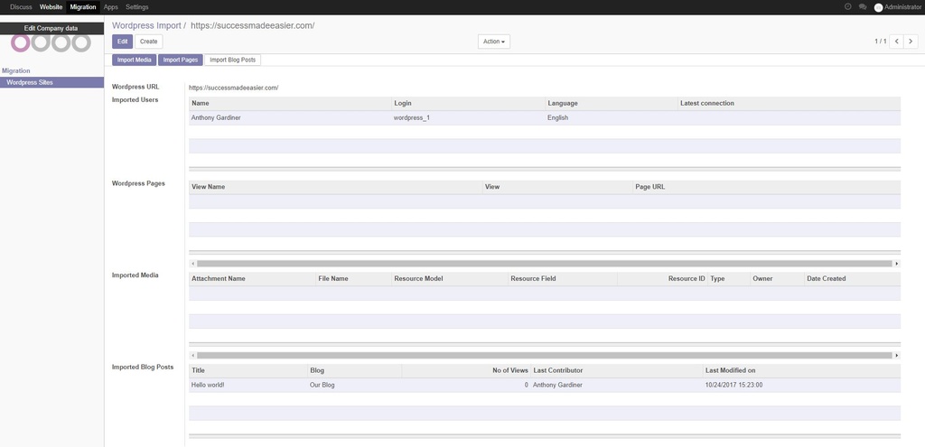 专用于odooAi的Wordpress Migration
