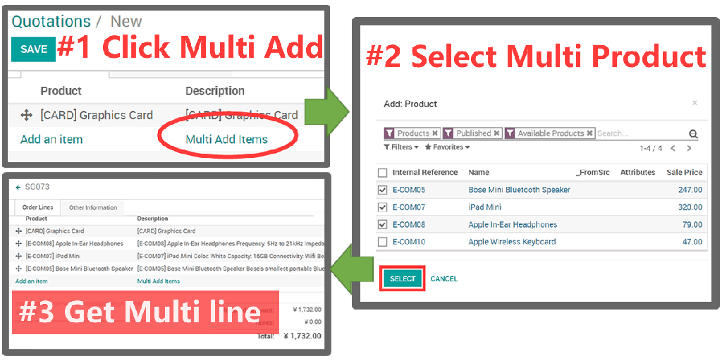[app_web_one2many_multi_add] 批量下单增加产品等批量操作widget，所有模块可用-Multi add widget,Product batch add