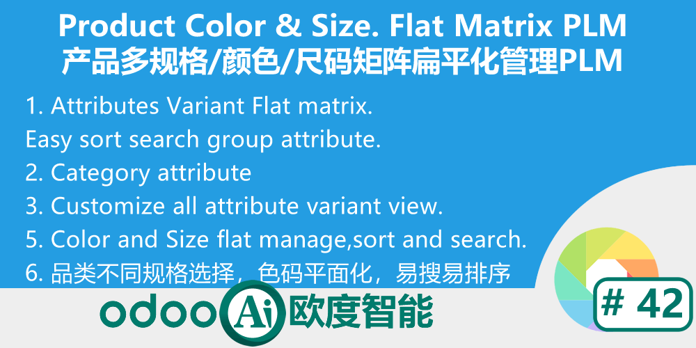 [app_product_variant_color_size] 产品多规格/颜色/尺寸管理,不同品类不同规格,odoo规格变体平面化PLM-Category Attribute, Flat attribute Variant Manage for product, Color Size Version PLM